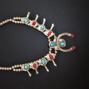 NAVAJO SQUASH BLOSSOM VINTAGE NECKLACE